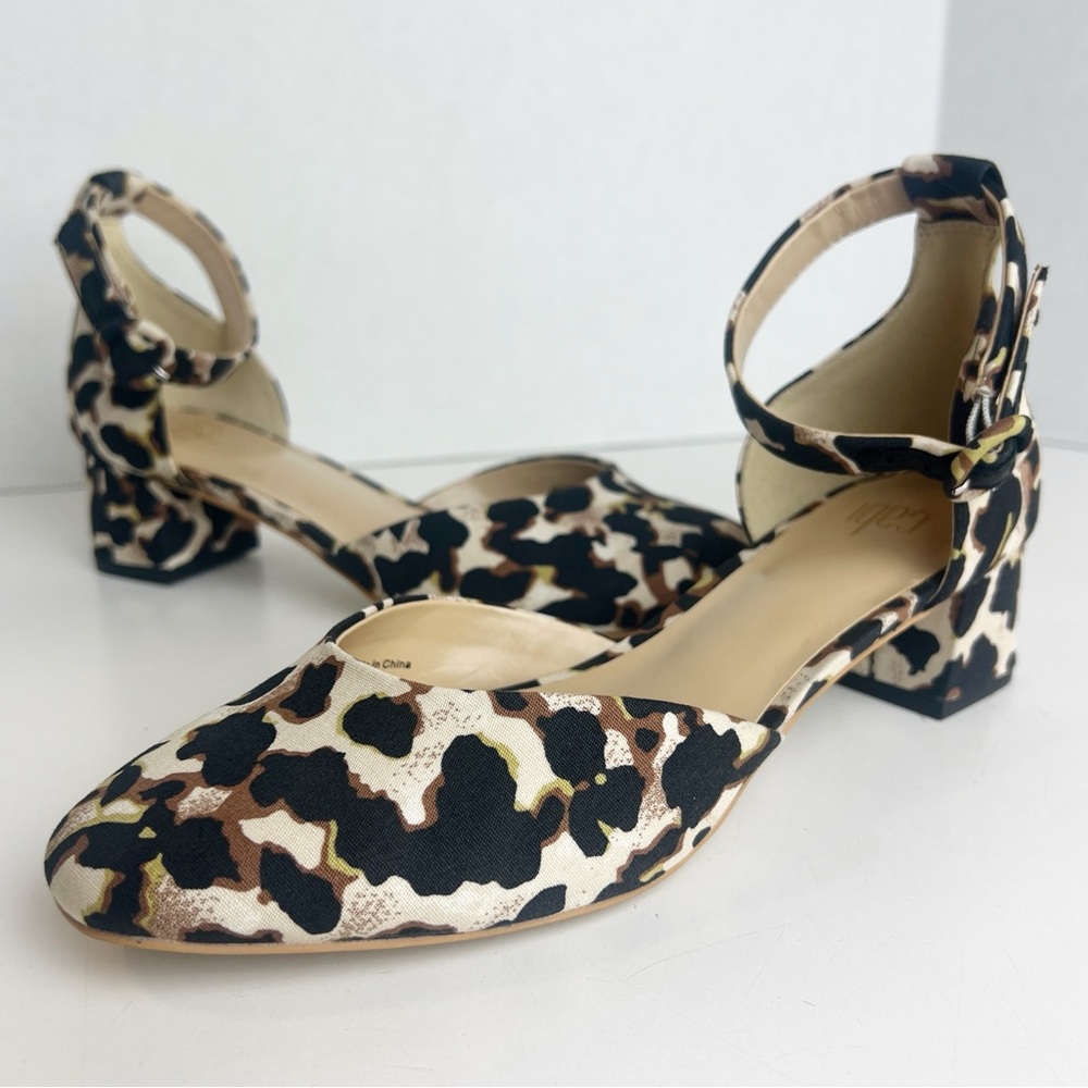 •CABI• NEW Leopard Print Kiki Ankle Strap Block Heel Size 7.5M Mary Jane - Picture 2 of 16
